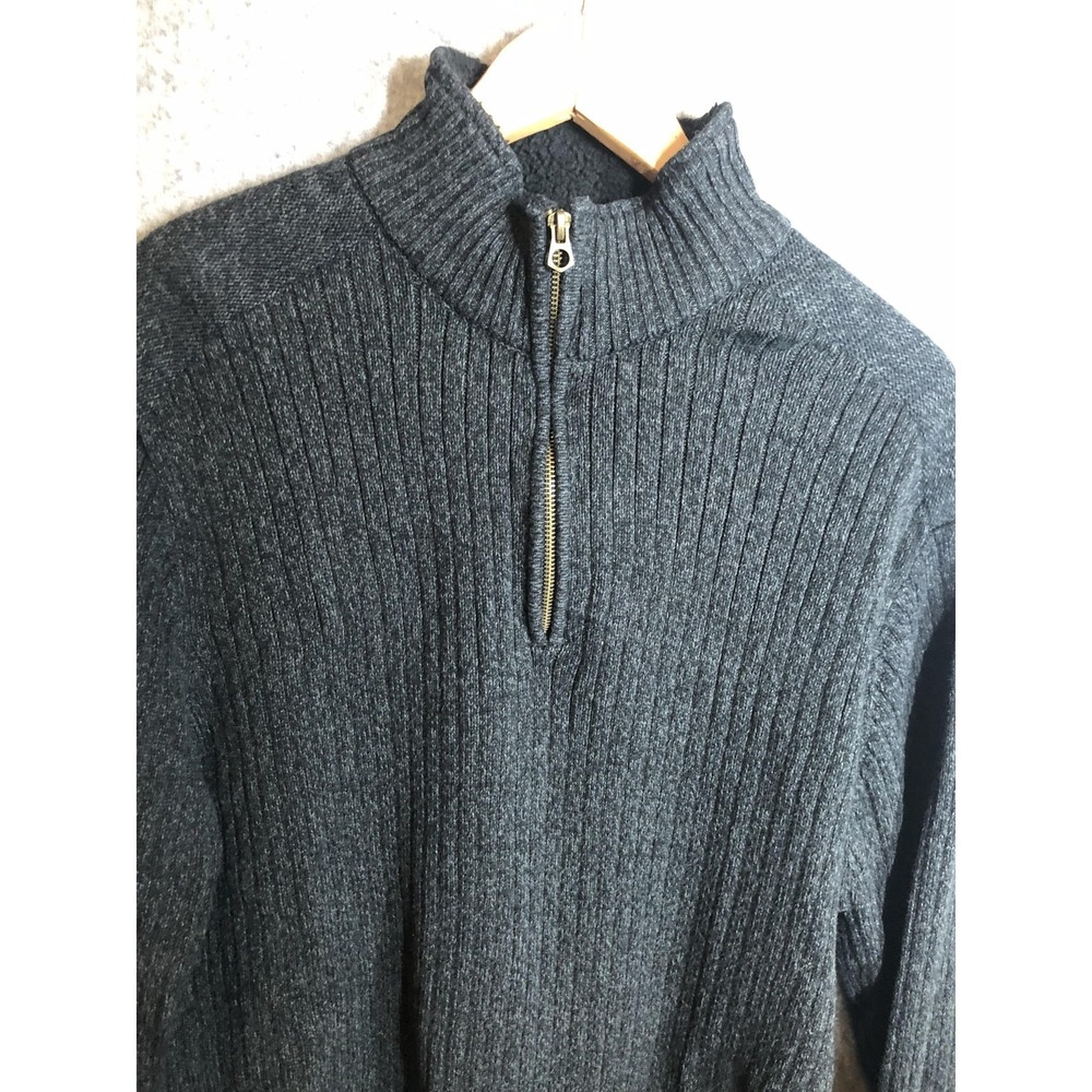 Field & Stream Sweater Mens XL Gray Cotton Quarter Zip Mock Neck Pullover Knit